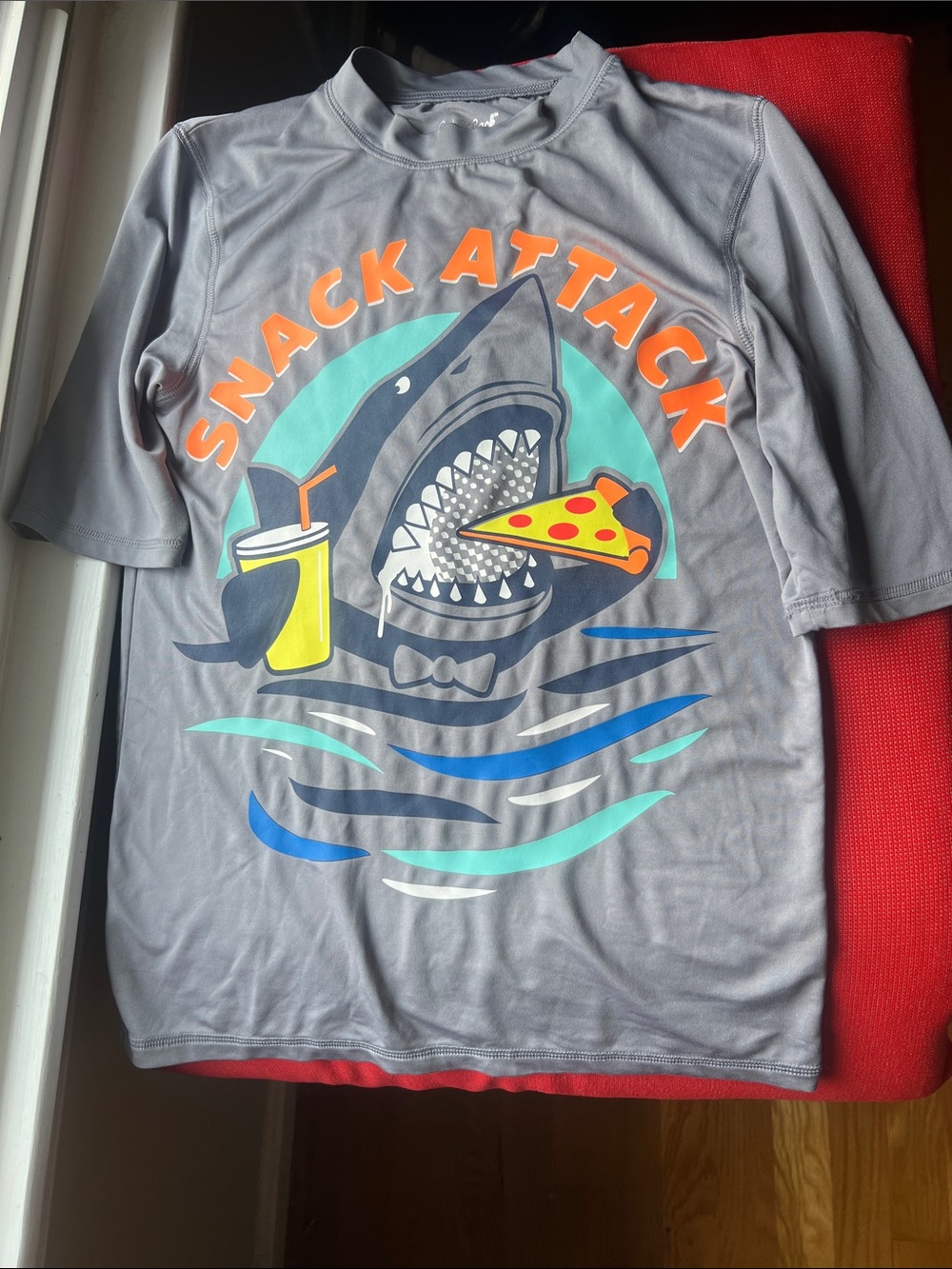 Cat & Jack Boys Snack Attack Shark Rash Guard Size XL (12/14) GUC